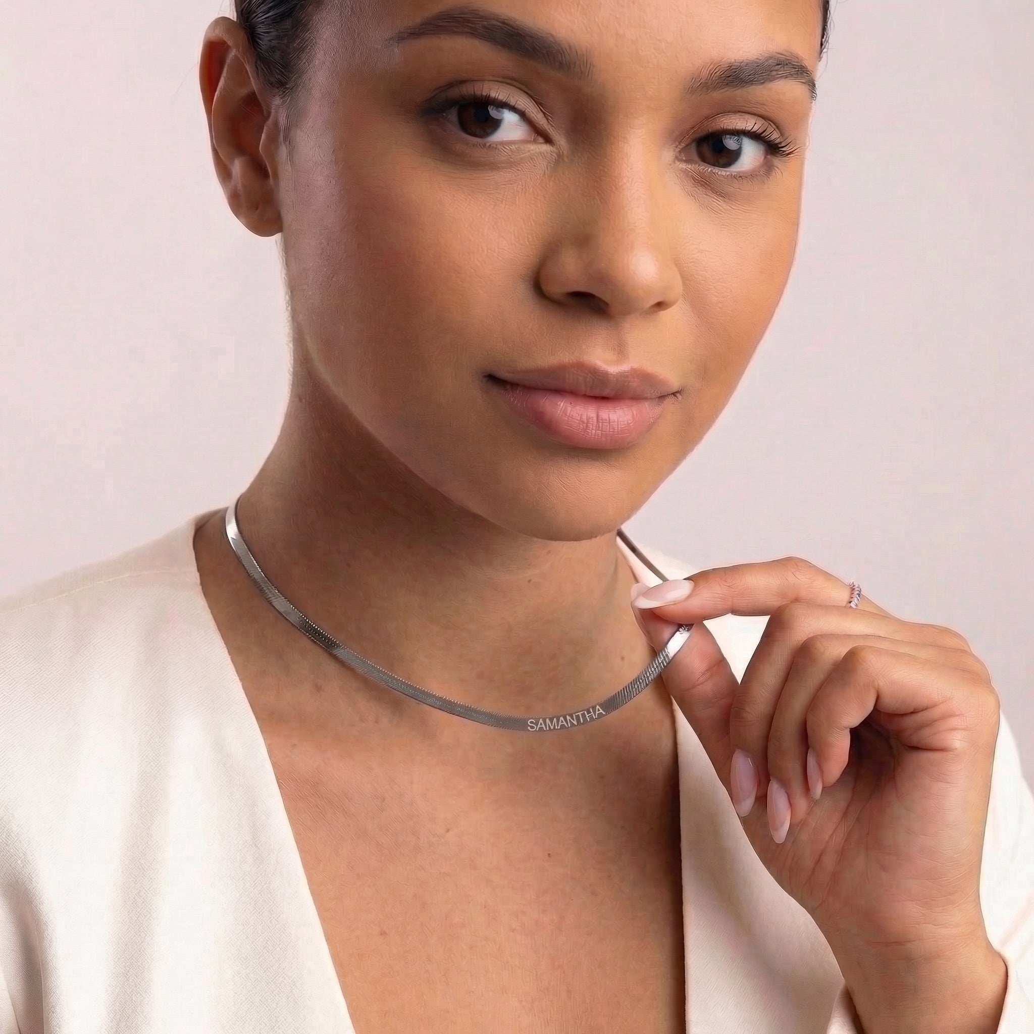 Engraved Herringbone Necklace