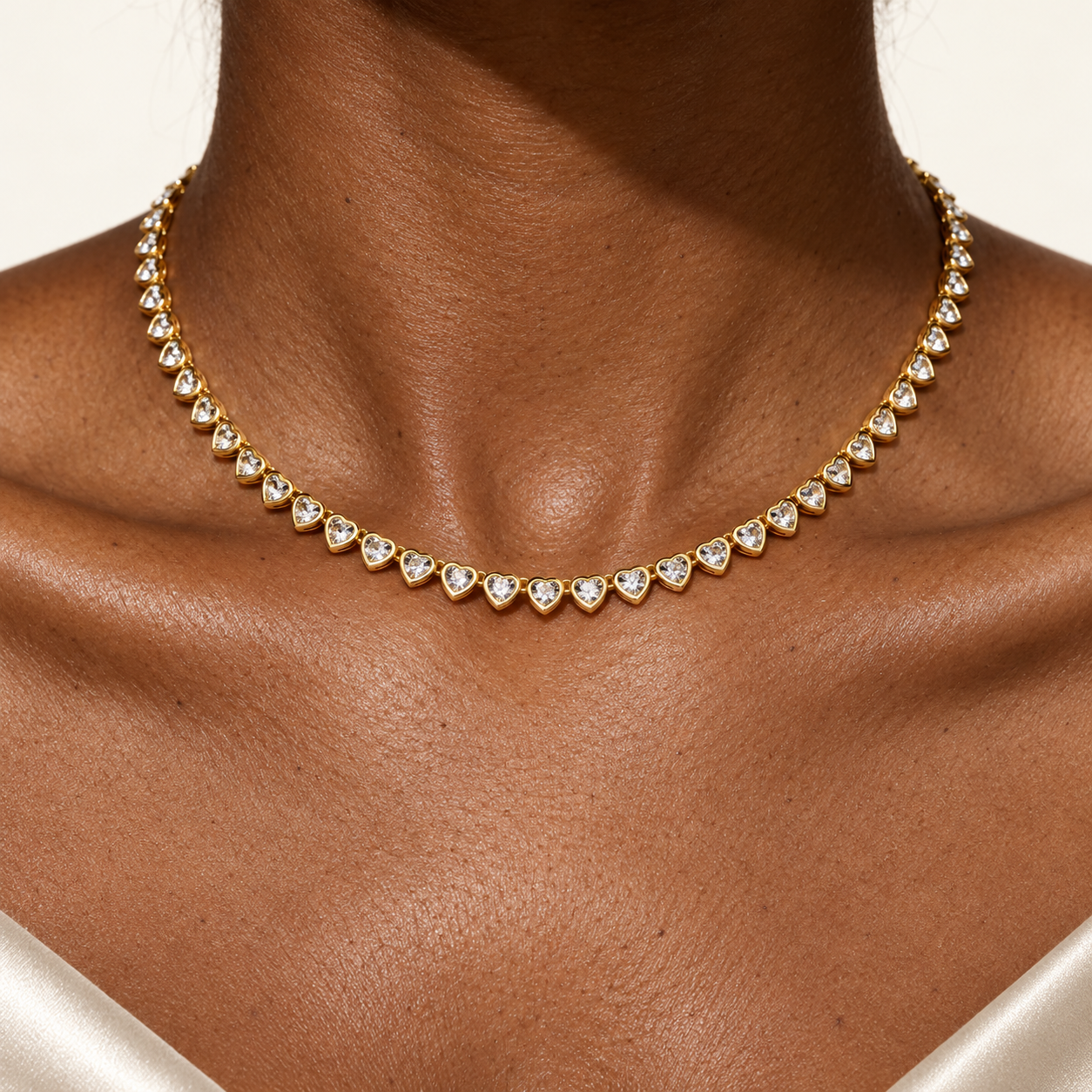 HEART BEZEL Tennis Necklace