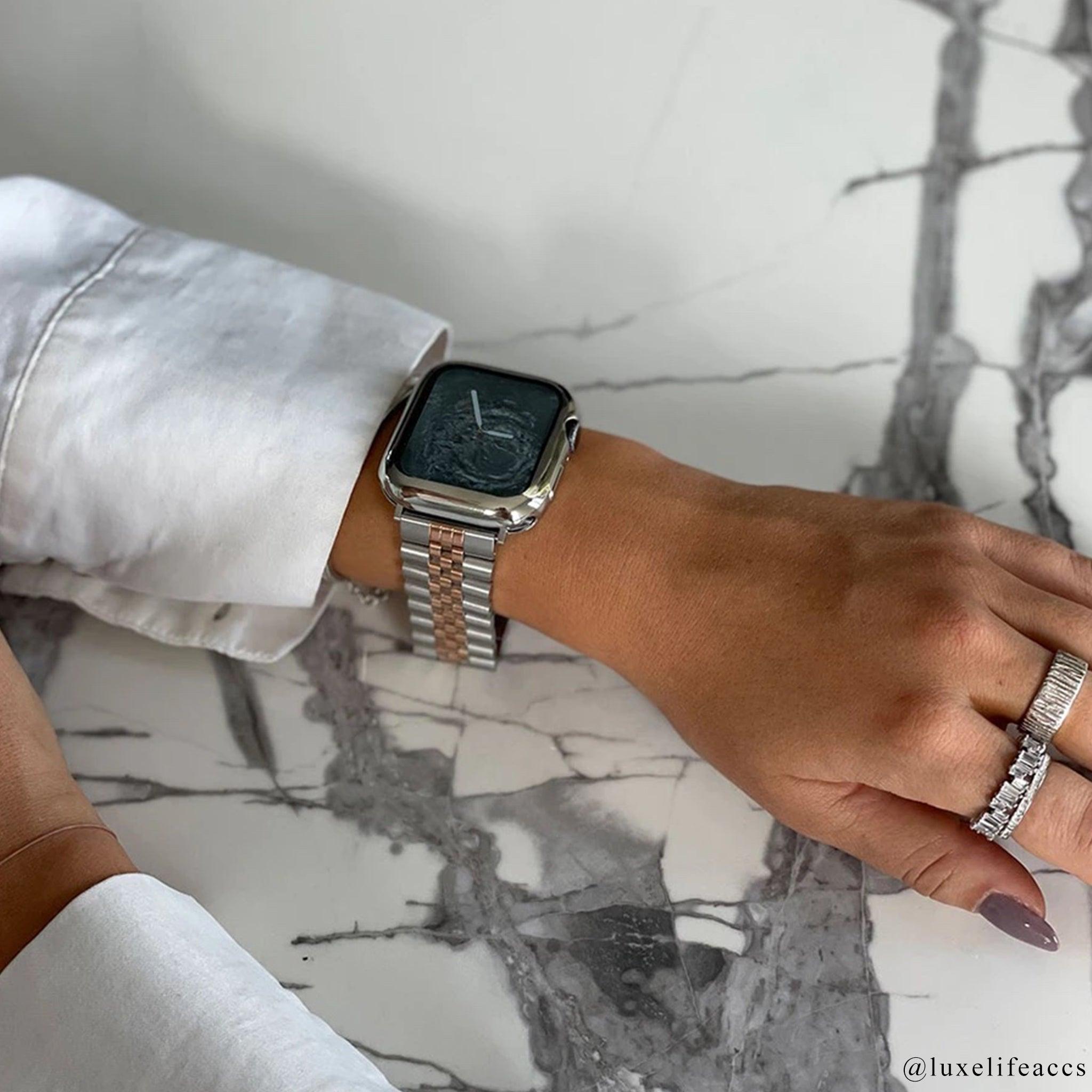 Amazon.com: CHANCHY Stainless Steel Band Compatible with Apple Watch Band  45mm 44mm 42mm 38mm 40mm 41mm, Metal Strap with Folding Clasp for Apple  Watch Series 8 7 6 5 4 3 2