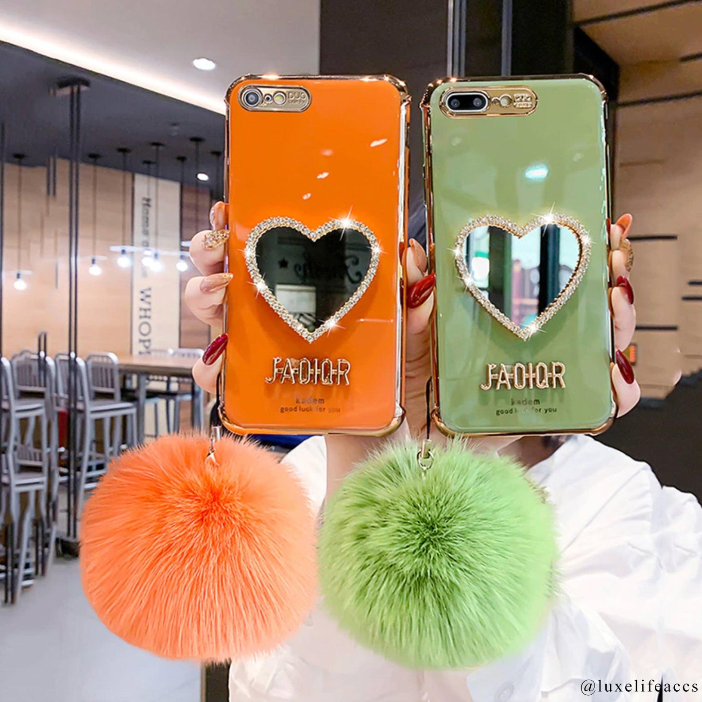 QUINN Mirror & Pom iPhone Case - Orange - Luxe Life Accessories