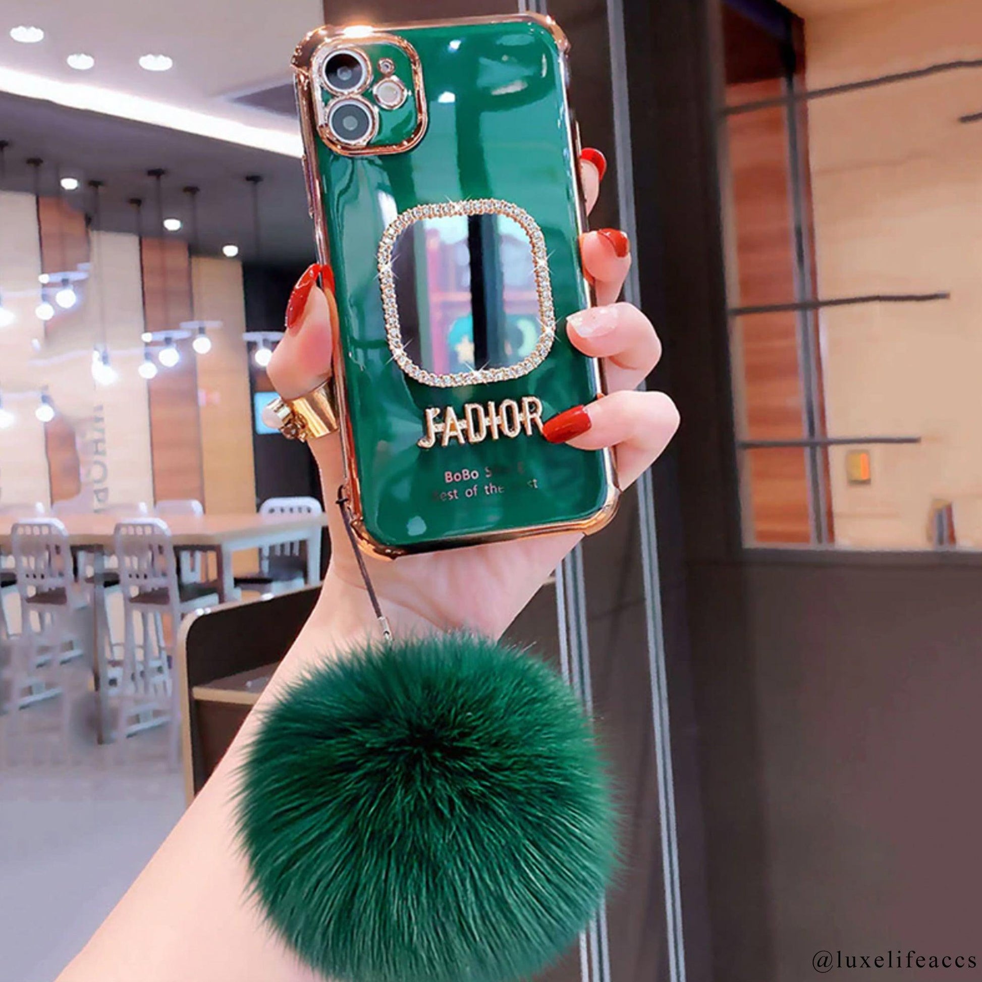 QUINN Mirror & Pom iPhone Case - Emerald Green - Luxe Life Accessories