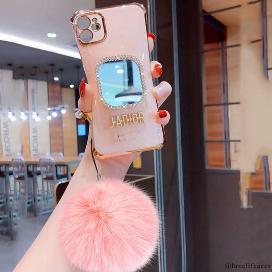 QUINN Mirror & Pom iPhone Case - Pink - Luxe Life Accessories