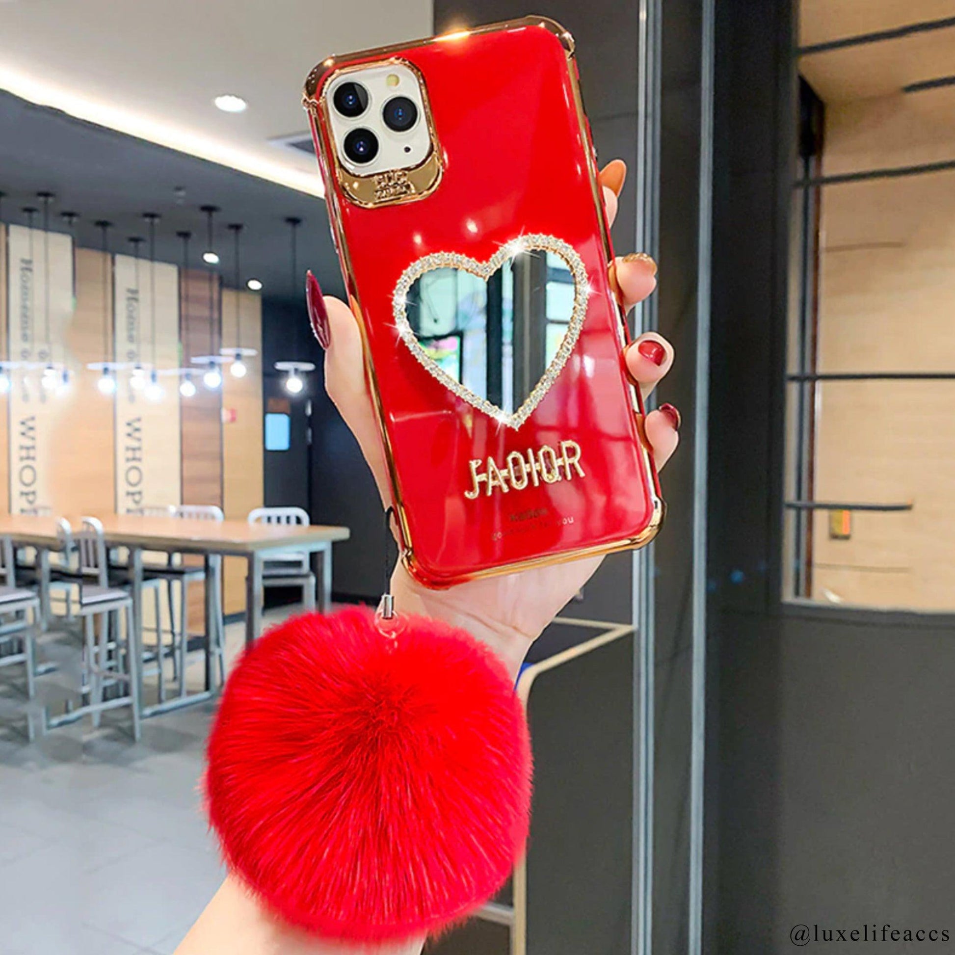 QUINN Mirror & Pom iPhone Case - Red - Luxe Life Accessories