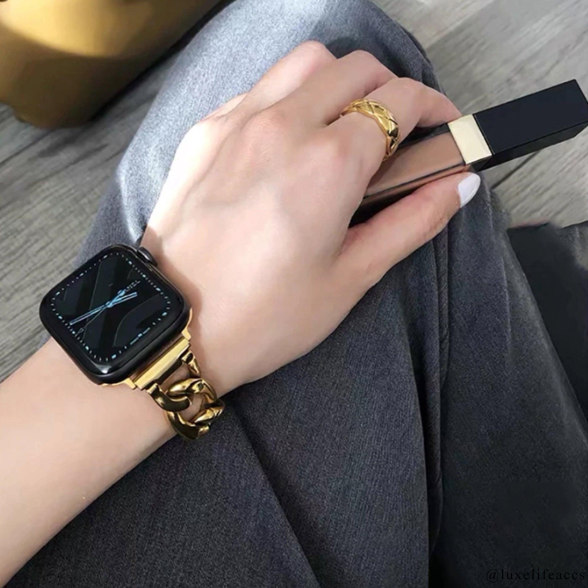 Amazon.com: MORWLAT Rose Gold Chain Bracelet Compatible for Apple Watch  Band 42mm/44mm/45mm Series 9 8 7 SE 6 5, Women Girls Slim Dressy Metal  Jewelry Apple Watch Bands Bracelets iWatch Bands Series