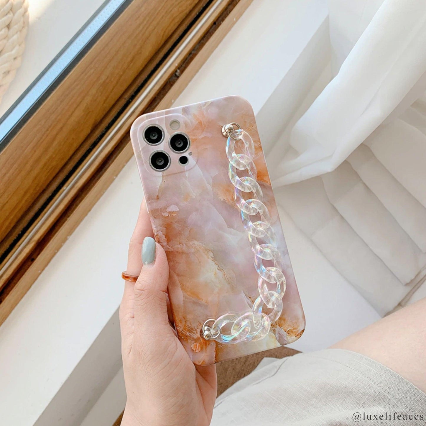 RIVER Marble Resin Chain iPhone Case - Luxe Life Accessories