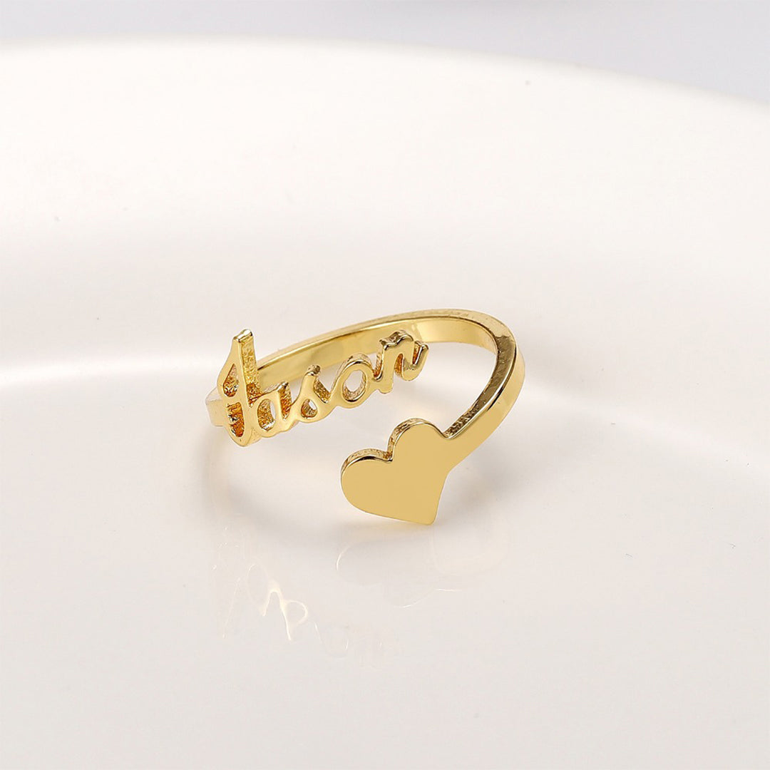 Gold Plated Heart Heart Design Custom Name Ring for Women – Myjewel India
